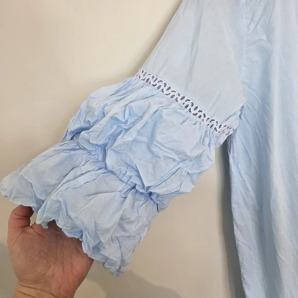 Baby Blue African Boubou Maxi Dress With Embroidery - Picture 5 of 10